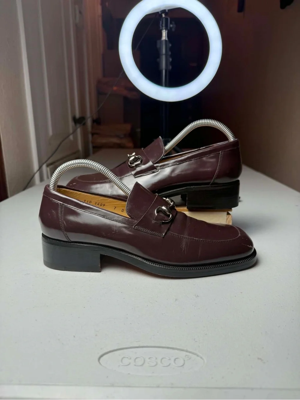 GUCCI  Horsebit Brown Leather Loafer Sz 7 US 1953 Jordaan Moccasin $1130